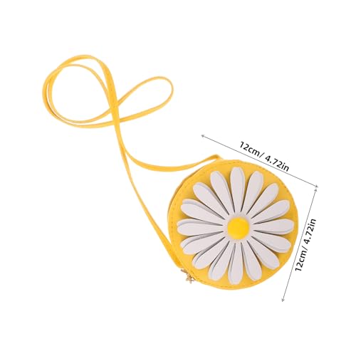LOGOFUN 3pcs Charming Daisy Pu Crossbody Bag for Little Girls Decorative Lightweight Coin Purse for Everyday Use Yellow4