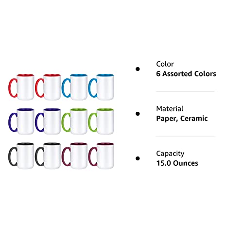 image for TANGLONG Sublimation Mugs 15 oz Sublimation Cups Bulk Coffee Mugs Taza