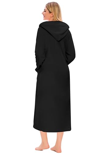Image of Umeyda Girls & Women Fleece Hooded Robes, Soft Fuzzy Bathrobe Warm Plush Fluffy Bath Robe for Kids Womens