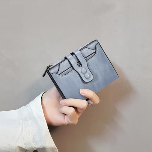 UTO Womens Wallet RFID Blocking PU Leather Bifold Snap Card Holder Money Coins Organizer Purse Blue2