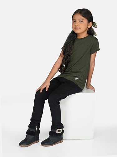 Image of Kids Round Neck Girls Tshirt | Short Sleeves | Natural Organic 100% Cotton Soft Comfortable Fabric | Plain Color Original Branded Half Sleeve | School t-Shirt for Girl Kid | Sleepwear Everyday Casual