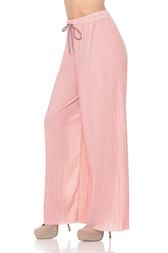 Auliné Collection Womens Solid Waistband Long Pleated Chiffon Palazzo Pants3