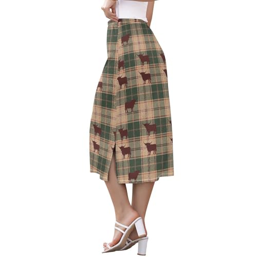 Women's Trendy High Waist Midi Summer Skirt Weekend Split Skirt2