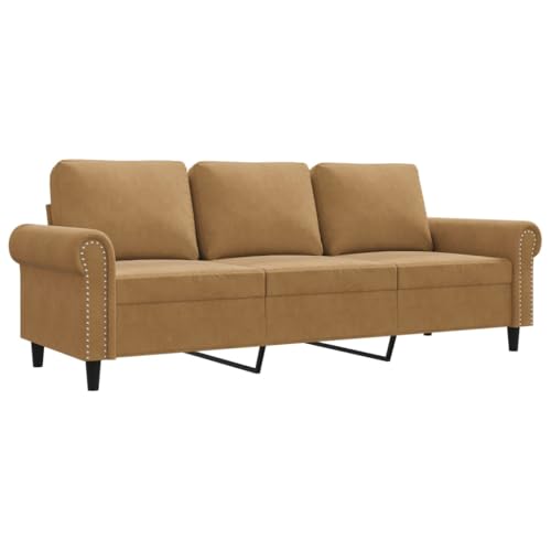MOBCANT 3-Sitzer-Sofa Braun 180 cm Samt Wohnlandschaft Couch Couchgarnitur Schlafsofa für Wohnung Schlafzimmer Büro Empfangsraum – Bild 4