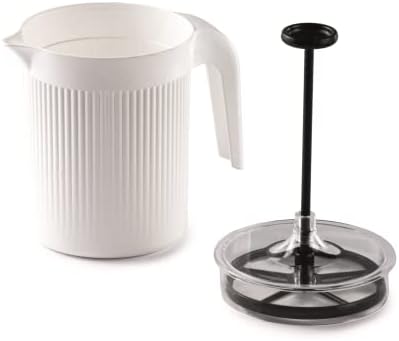 Cremix, Milk Frother Handheld, Manual Milk Frother for Cappuccino, White, 0.50 LT, 10 x 14.5 x 15.2 cm, Made in Italy, 0% BPA and Phthalate Free