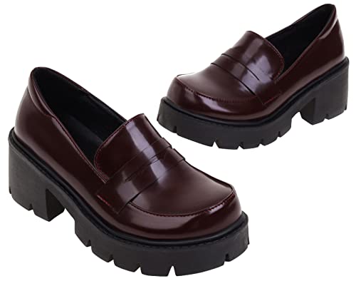 Image of Women's Platform Mary Janes Chunky Heel Ankle Strap Uniform Dress Shoes Heeled Gothic Lolita Oxfords