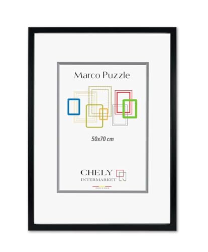 CHELY INTERMARKET Marco de Puzzle 50x70cm (Negro) MOD-295 Hecho de Madera, moldura de 3cm, ideal para foto o poster