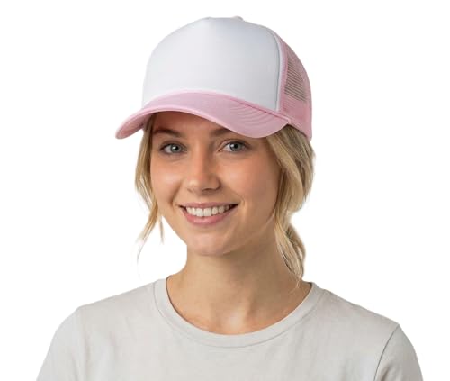 Image of NYFASHION101 Plain Mesh Trucker Hat - Breathable 6-Panel Daily Snapback Cap, Customizable Ideal for DIY Embroidery & Patches