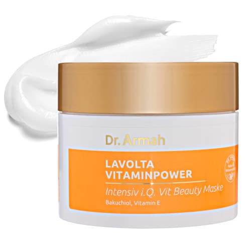 LAVOLTA mascarilla facial antiedad con vitaminas naturales contra arrugas, poros dilatados, granos con bakuchiol, sustituto vegetal del retinol, manteca de karité, vitamina E 100ml - vegana