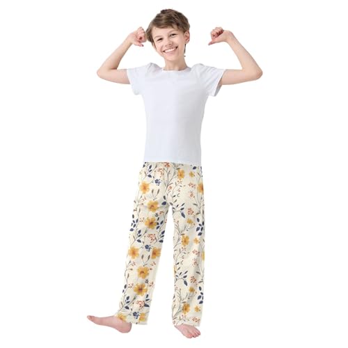 Boys' Pants Simple Bohemian Wildflower Long Bottoms Jogger Pants Elastic Waist Trousers with Pockets S-XL2