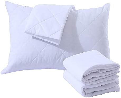 YASMIN Quilted White King Size Pillow Cases Set of 2 – UK Made Waterproof & Breathable 100% Cotton Pillow Cases with Zipper Enclosure – Hotel Quality Bed Pillow Cases for Home Use - 20 x 36 Inches