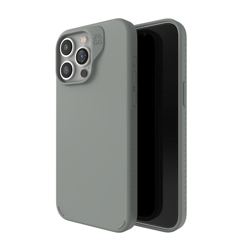 ZAGG Manhattan Snap, Graphen-verstärkte Hülle für iPhone 15 Pro Max [6.7-Inch], MagSafe kompatibel, schlankes und weiches Design, stossfeste Abdeckung für die Rückseite (Salbei)