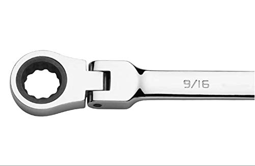 Image of FLZOSPER 9 /16'' SAE Flex-Head Gear Wrench,Box End Head 72-Tooth Ratcheting Combination Wrench Spanner
