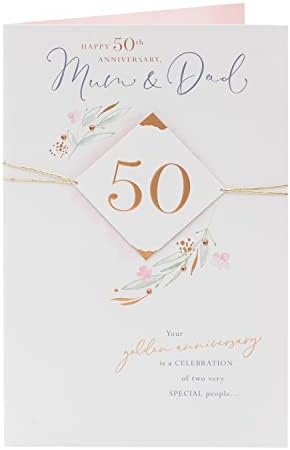 UK Greetings 50th Wedding Day Anniversary Card for Mum & Dad - Mum & Dad 50th Anniversary Card - Golden Wedding Anniversary Card for Mum & Dad - 50th Wedding Anniversary Card for Parents
