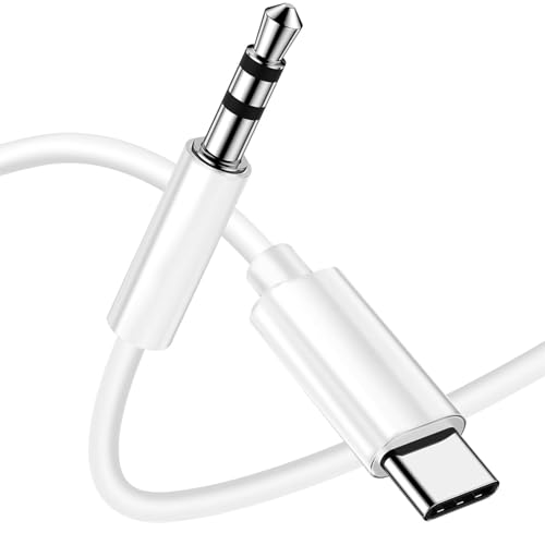 TZONOO USB C auf Aux Kabel 1M USB C auf Klinke 3.5mm Audio Aux Kabel Dauerhaft kompatibel mit iPhone 17/16/15 Pro Galaxy S24/S23/S22 Ultra iPad Pro Pixel Huawei P40 usw.Weiß