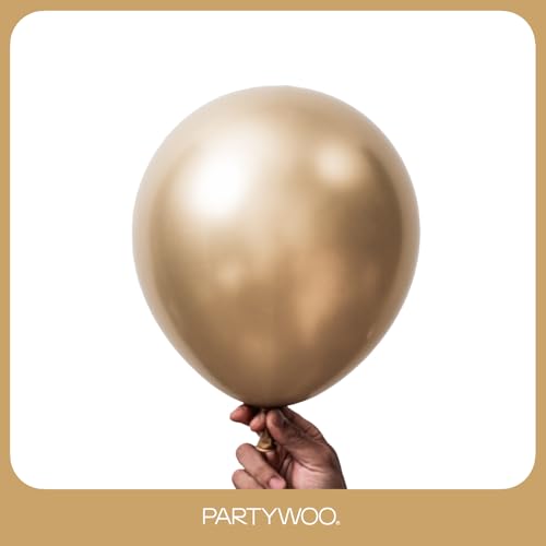 Image of PartyWoo Metallic Gold Balloons 101pcs 12 Inch Chrome Gold Latex Helium Balloons for Wedding Christmas Birthday Graduation Baby Shower Retirement Bachelorette Tea Party Decorations Gold-G127