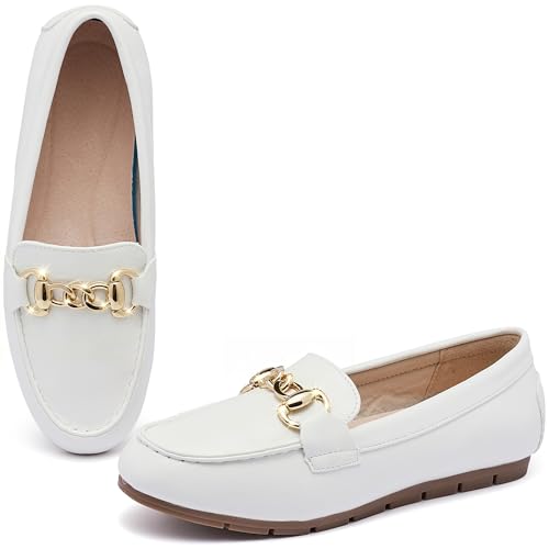 Image of ABEJOJO Women's Loafer Shoes, Comfortable Slip on Casual Flat Penny Shoes for Walking, Driving, Dressy