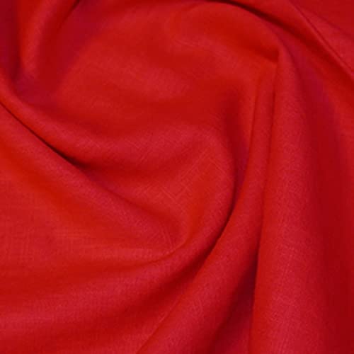 Tissu en toile de lin délavé rouge 5m métrage lin au mètre pour rideau et nappe