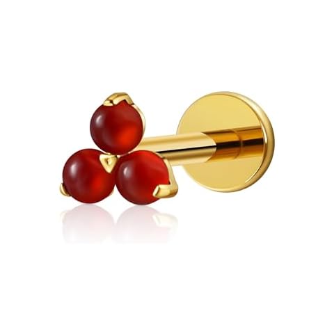 FINE4U Gold Helix Tragus Conch Piercing Jewelry Stud 16G 6mm 8mm - ASTM F136 Titanium Cartilage Flat back Earring Stud Cover