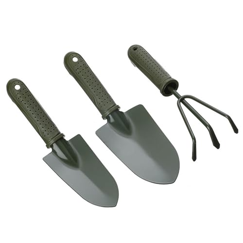 Wagoodter Mini Gartenwerkzeug Set klein leicht Eisen Rechen Schaufel Spaten für drinnen und draußen lose Erde und Topfpflanzen 3 teilig (C)