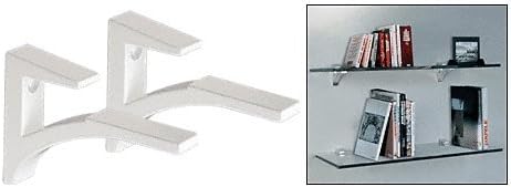 C.R. LAURENCE SC75W CRL White - Aluminum Shelf Bracket for 5/8" to 3/4" Glass
