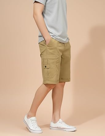 Image of Men Cargo Shorts with Drawstring Waist, Side Flap Pockets, Knee Length, Casual Style, Men Shorts || Cotton Short for Men || with Pocket Style