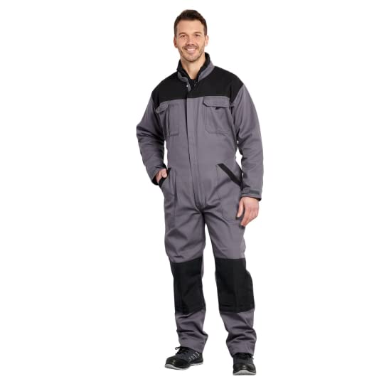 Hurry Jump Combinaison de Travail Bleu de Travail Homme Cote de Travail 1 Zip Otto Gris/Noir