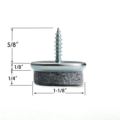 Screw on Furniture Felt Pads Slides Gray for Wooden Chair Legs -FURNIGEAR Best Wood Floor Protectors Protect Your Hardwood & Laminate Flooring (1-1/4'',20 Pieces) - Thumbnail 2