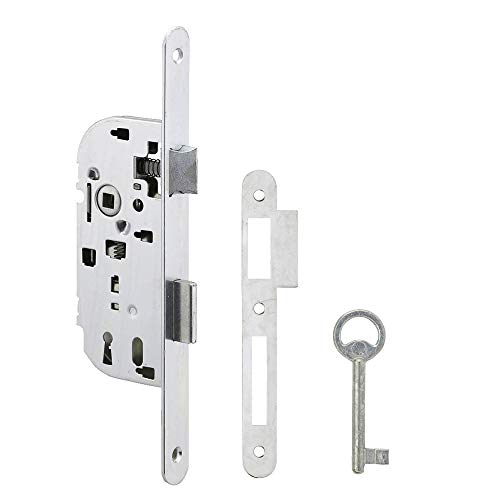 METALUX série 260 - Serrure à encastrer 1 point réversible Têtière bouts ronds avec gâche pour porte en bois Porte de chambre | Porte de Toilettes | Porte de Bureau | Porte de salle de bain