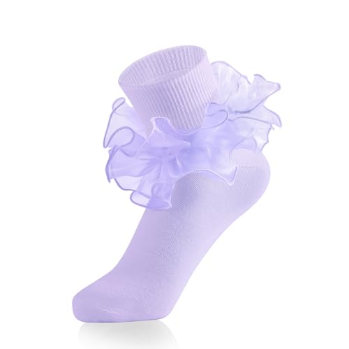 Image of Komorebi Big Ruffle Ankle Socks Women-Lace Frilly Cute Socks-Soft Cotton Girls Sock