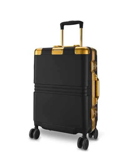 Image of Maleta Gold Series Check-in Medium | 24 inch, Corner Protection| Aluminium Frame | Medium Size Spinner Wheel Hard Side Trolley Bags For Luggage| Suitcase For Travel (Black, Checkin-Medium)