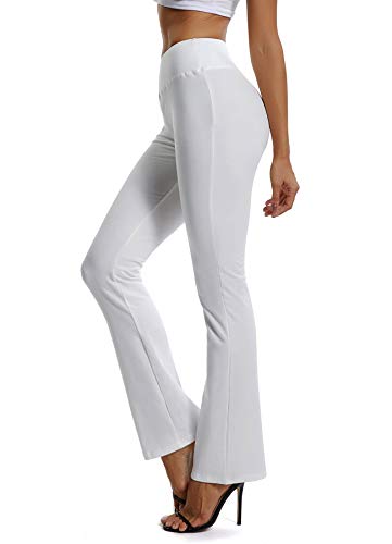 INSTINNCT Damen Hose Jogginghose Freizeithose Schlaghosen Weites Straight Bein ohne Tunnelzug #2 Weiß (Gummibund Ohne Kordel) M Cover