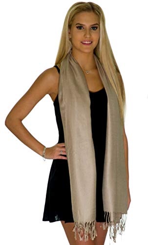 Pashmina Shawls and Wraps for Evening Dresses, Large Soft Pashmina Wedding Beige Shawl - Thumbnail 7