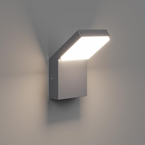 Klighten Applique da Parete LED Esterno Interno 24W IP65, Lampada da Parete Moderno Applique da Esterno in Alluminio per Ingresso Balconi Giardini, Antracite, 1500 Lumen, Bianco Naturale 4000K