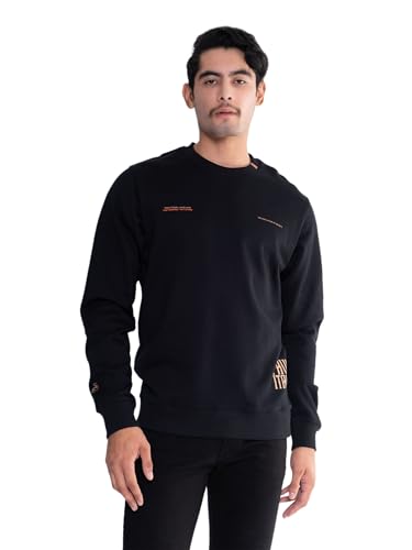 Black Sweater Cotton 97% Elastane 3% for Men Casual, Soft, Modern Design and Comfortable for Everyday Use.