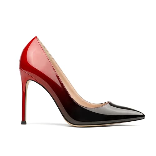 COLETER Women's 4 Inch Pumps Pointy Toe Wedding Dress Shoes Slip on Stiletto Pumps