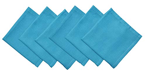 6 Pack Teal Cotton Duck Slub Cocktail Napkins, Tea Napkins, Reusable bar napkins
