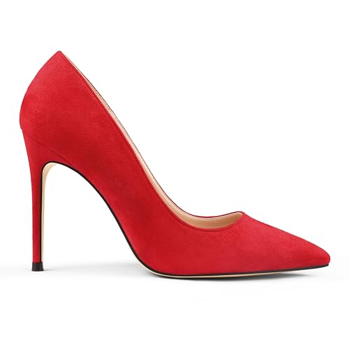 COLETER Women's 4 Inch Pumps Pointy Toe Wedding Dress Shoes Slip on Stiletto Pumps