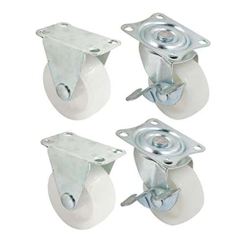 sourcing map 1.5\" Caster Wheel Set Swivel Fixed with Brake, White 2 Set
