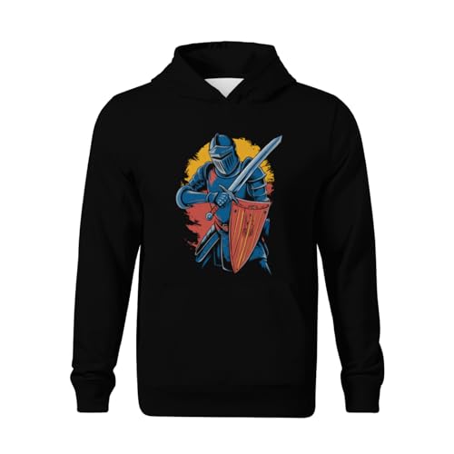 Kids Medieval Knight Armor Sword Shield Vintage Boys Girls Lightweight Kangaroo Pocket Fleece Hoodies2