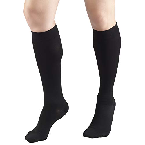 Image of Truform HMNA 9808 Compression Stockings, Regular 15-20 mmHg, Below Knee BK, Men or Women, Closed Toe, Black, 2X-Large