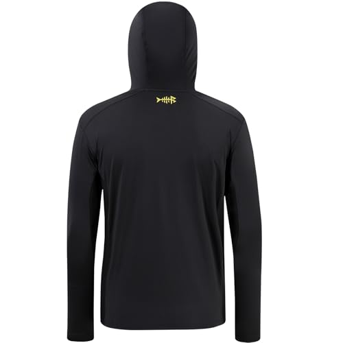 BASSDASH Men’s UPF 50+ Drawstring Fishing Hoodie Shirts UV Sun Protection Long Sleeve Outdoor Hiking Hooded T-Shirts FS33M2