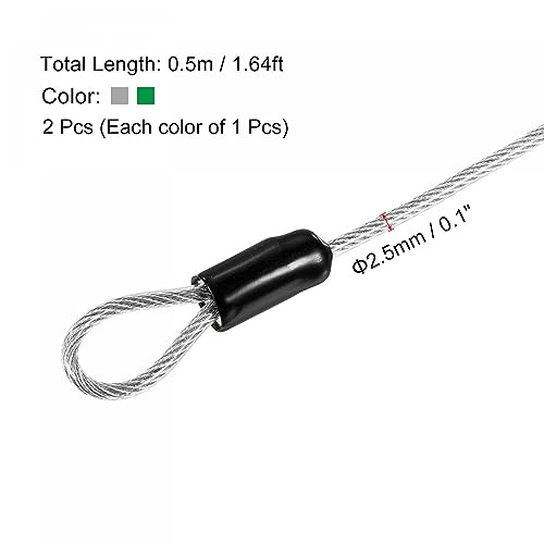 PATIKIL Sicurezza Acciaio Cavo 2.5mm X 0.5m/1.64ft Rivestito - 6