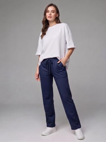 Image of Mehrang Women's Wide-Leg Side Pocket Trouser|Palazzo Pants|High Waist Trousers with Drawstring|Lightweight Casual & Travel Wear|Women Trousers Pants | Trousers Flared Korean Style