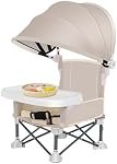 Fauteuil de voyage pour bébé portable, Chaises hautes pliables pour bébé, Chaise haute pour bébé avec plateau et canopée, Siège à manger pour tout-petit, Chaise d'alimentation