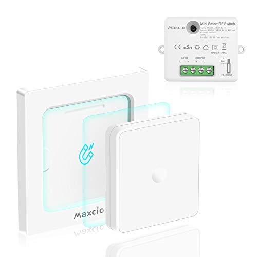 Maxcio Kit de RF433 Interruptor Inalámbrico con Mando a Distancia, Interruptor Pequeño...
