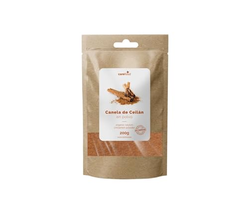 Carefood - Canela Ceylan en Polvo Bio - 200 g - Canela en Polvo Ecológica Apta para Veganos - Ayuda a Proteger tu Sistema Digestivo y Respiratorio - Canela Ceilán Molida