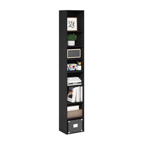 Image of Furinno PASIR Book Shelf, 8-Tier Bookshelf, Bookcase with Open Shelf, 9.3 x 11.8 x 70.9, for Living Room, Bedroom, Home Office, Blackwood