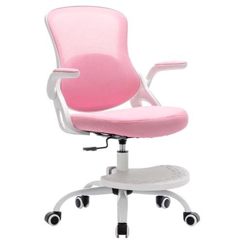 Image of Kids Desk Chair,Ergonomic Study Chair with Adjustable Height,Swivel Mesh Desk Chair with Wheels,Home Office Chair for Children in Home Bedroom Pink