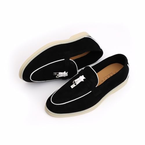 Image of XOBZJH Women's Leather Suede Loafers Flats - Slip-On Penny Loafers with Soft, Comfortable Driving & Dress Shoes for Casual Office Work All Day